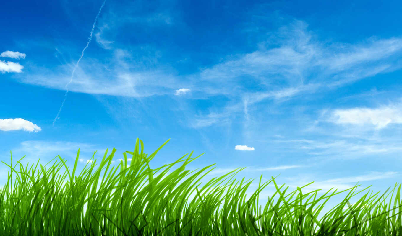 природа, небо, blue, зелёный, трава, line, ритм, sur
