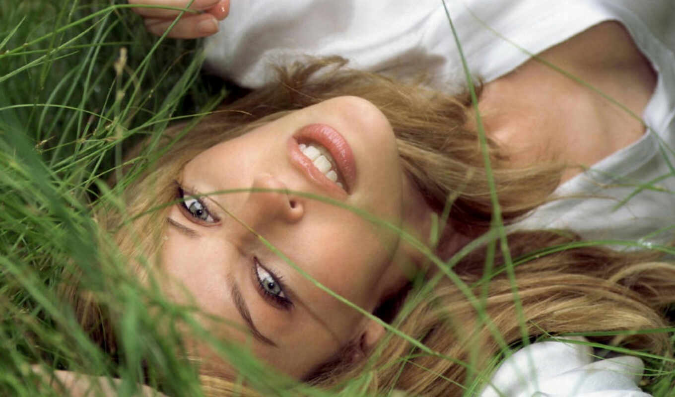 girl, picture, actress, lies, beauty, grass, devushki