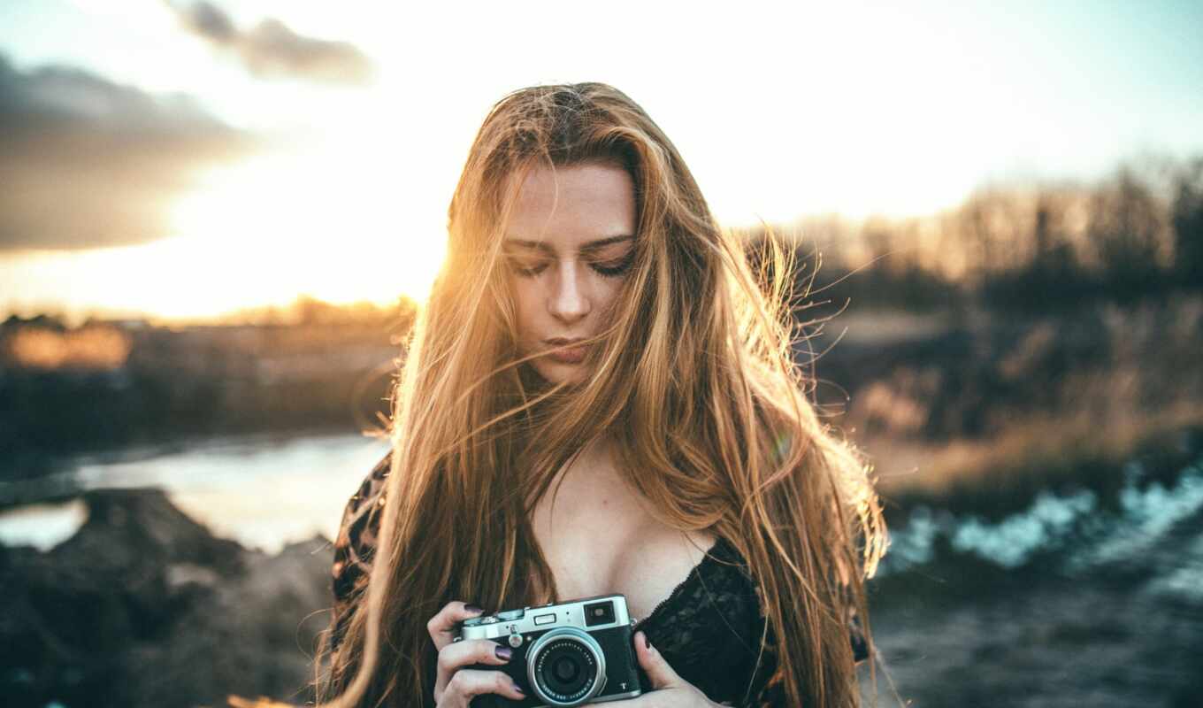 фотоаппарат, девушка