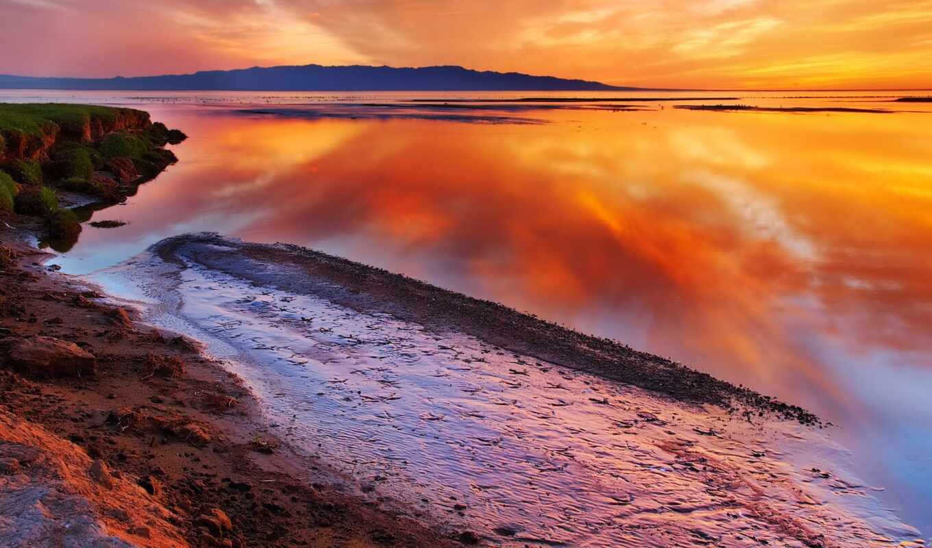 lake, nature, large format, sunset, beautiful, free