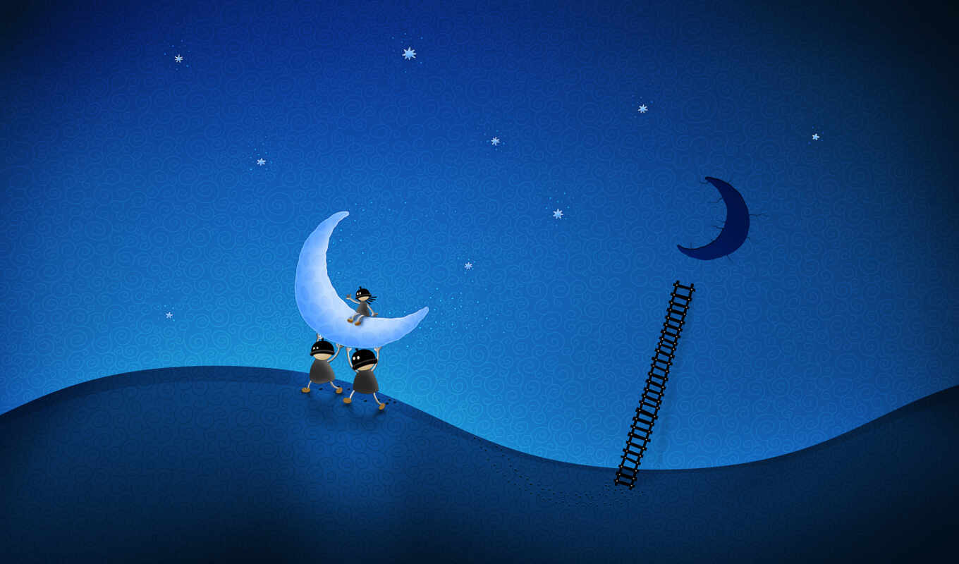 moon, ladder, drawing