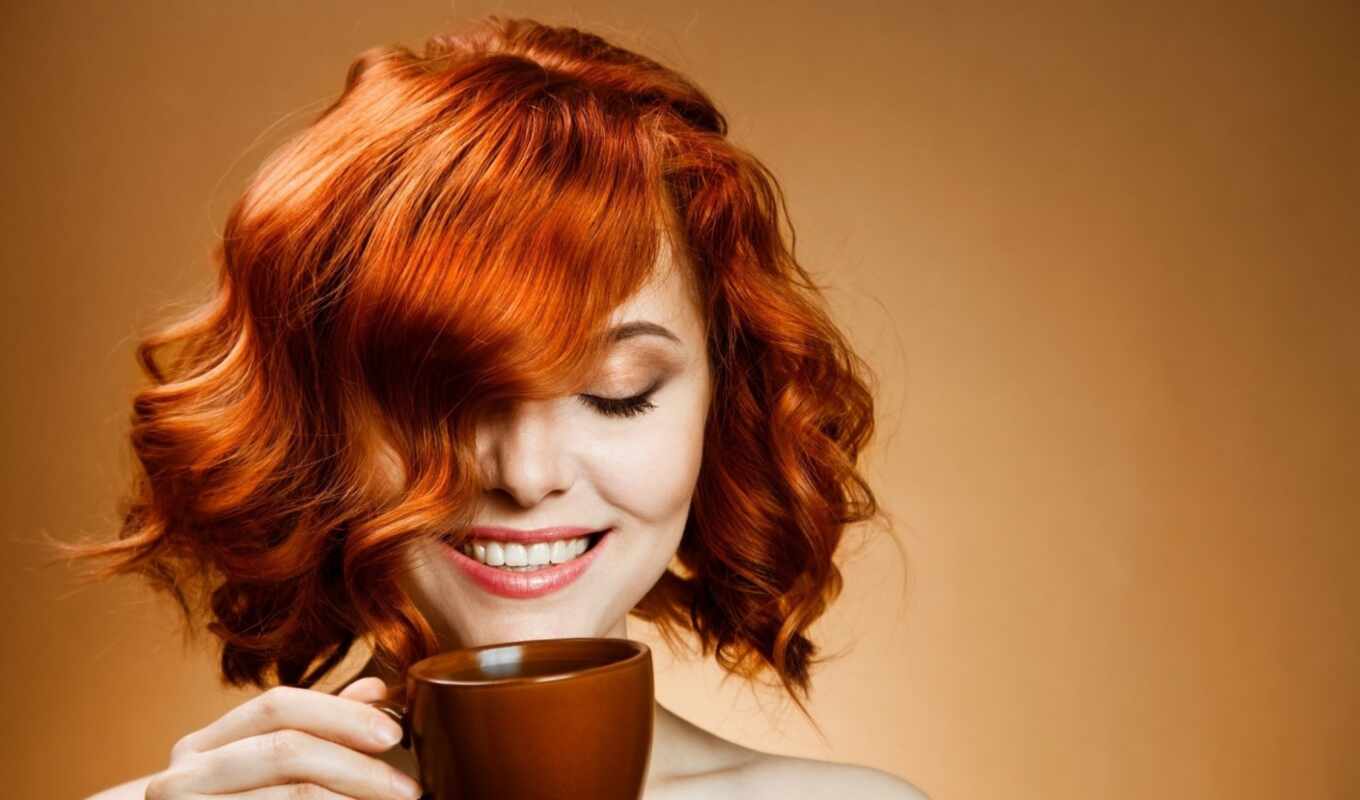 женщина, coffee, волосы, напиток, redhead