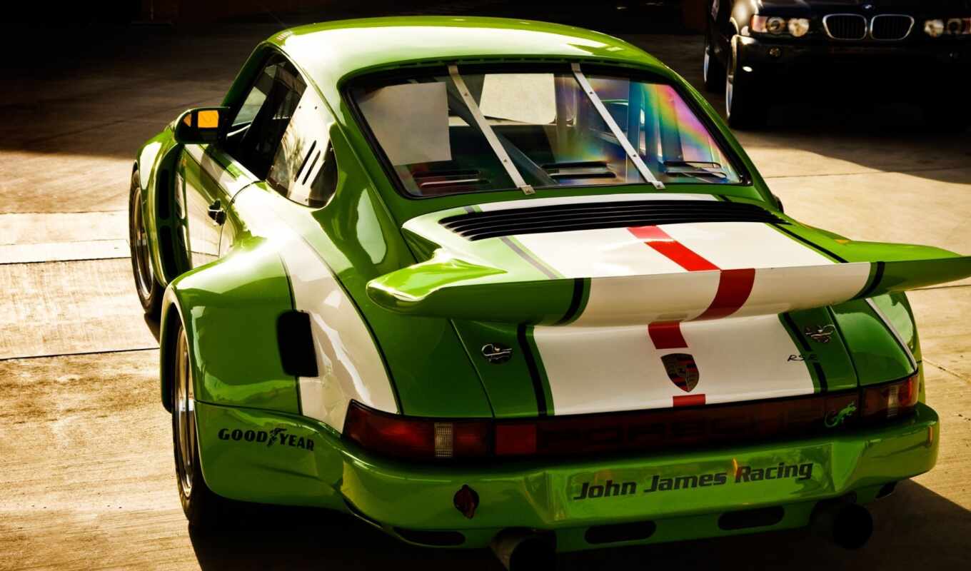 green, car, Porsche