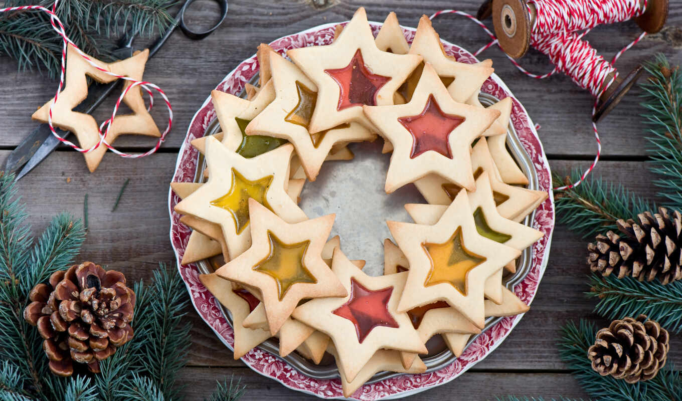 view, new, christmas, star, orange, holiday, ball, cookie, shape, star, bakery products