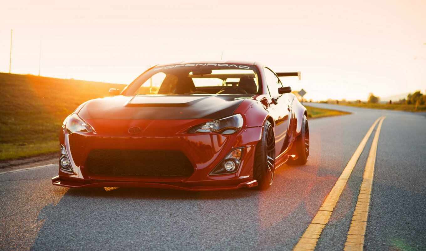 red, sunset, car, tuning, toyo, expensive, tune, sport car