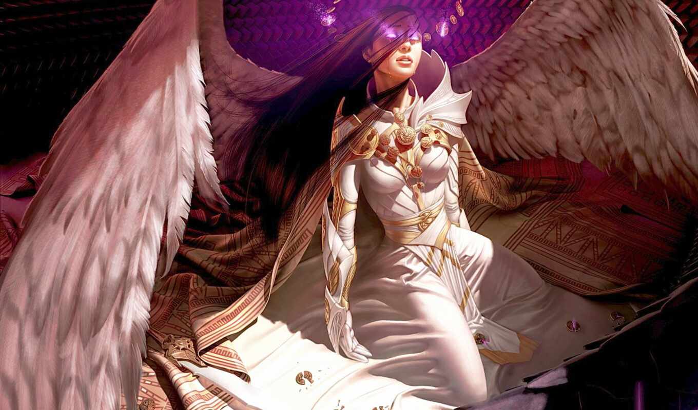 black, more, white, magic, angel, gold, wings, paintings, gathering, angels