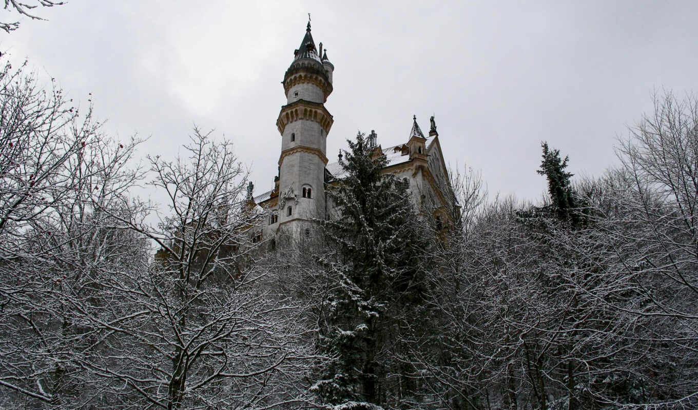 castle, замки, заставки, pin, зимние, paisajes, нойшванштайн, castillo