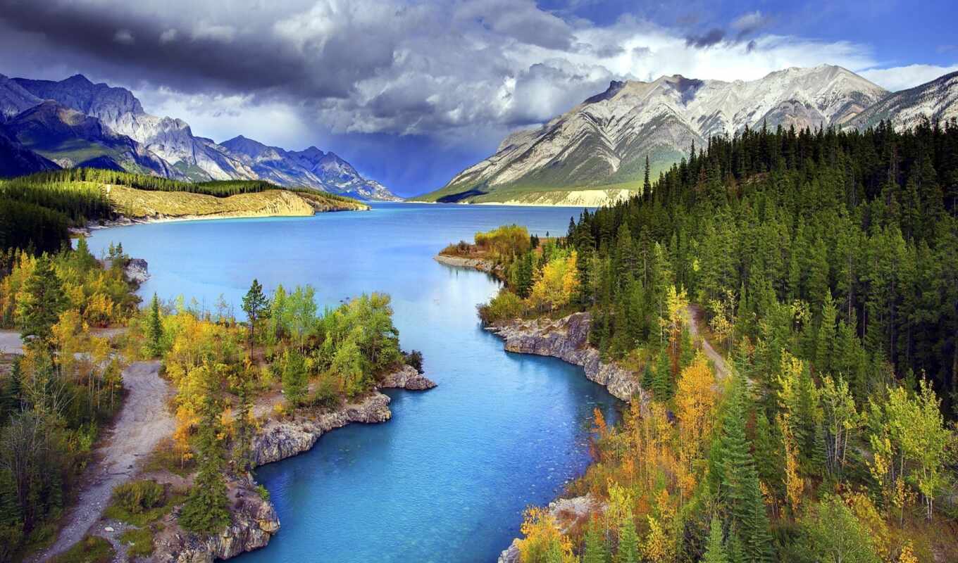 lake, nature, forest, landscape, Canada, grand, park, national, teton, banff