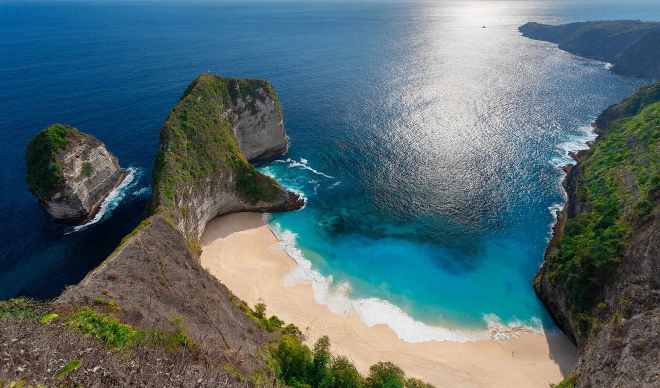фото, пляж, остров, bali, bay, cliff, nusa, penida, kelingk, paluang