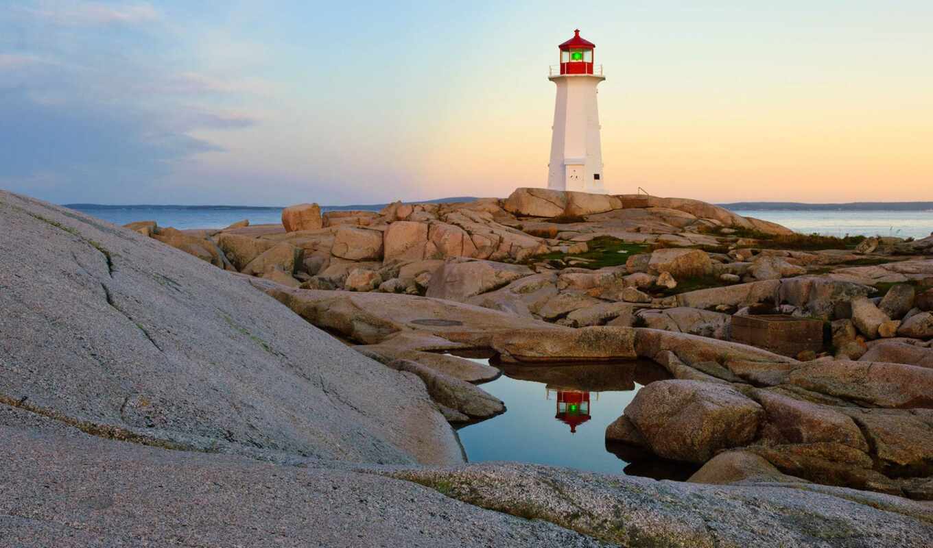 stone, lighthouse, Canada, cove, point, peggy