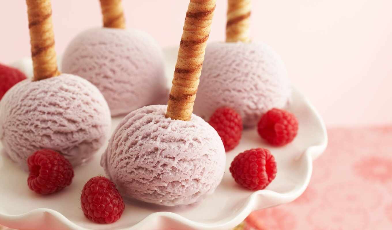 ice, ice cream, raspberry