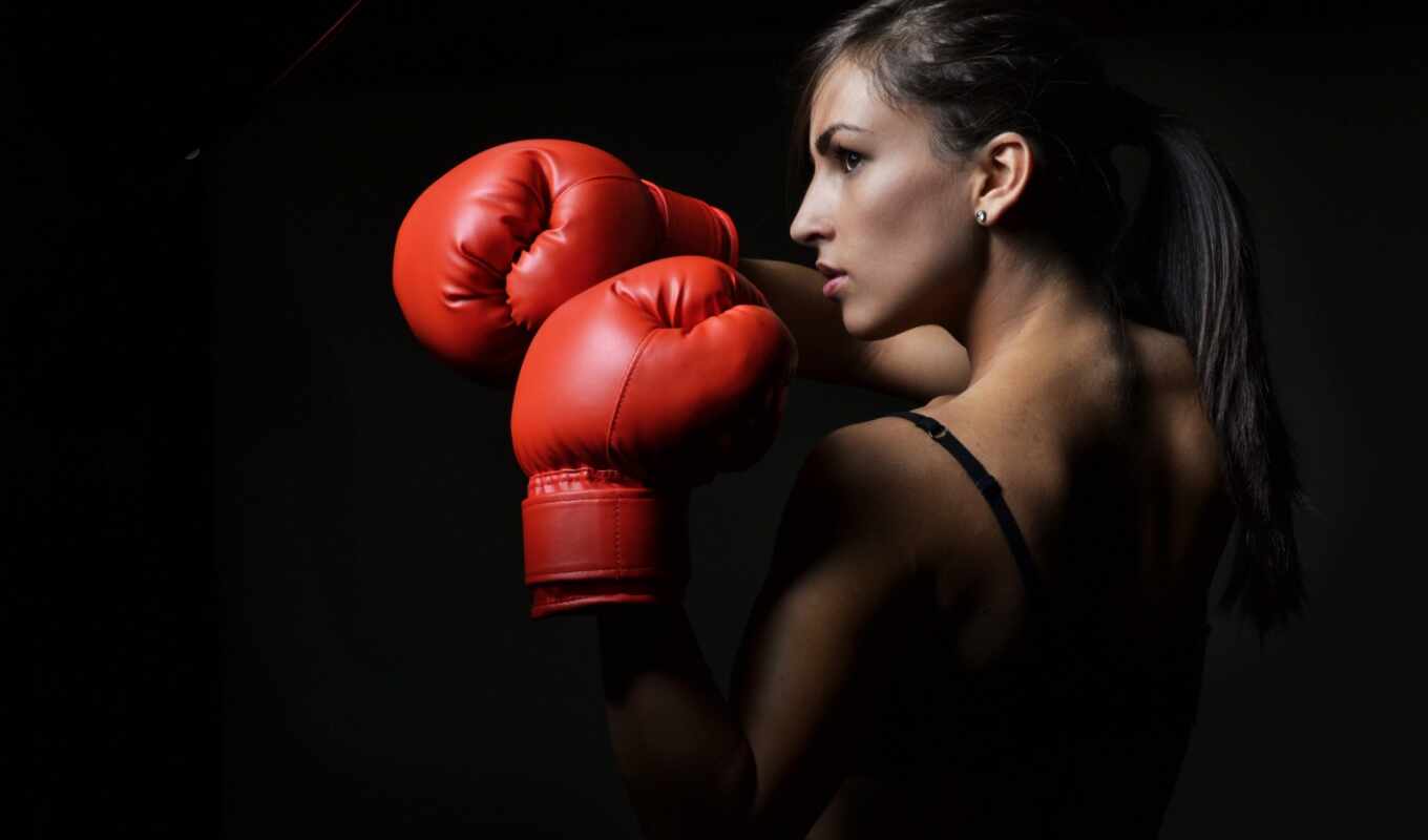 woman, red, pose, brown, stock, gloves, gloves, box, boxing