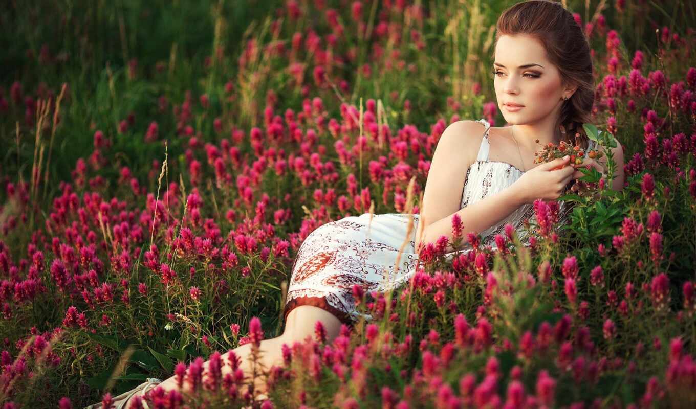 photo, flowers, girl, picture, board, grass, field, red, pinterest, miracle