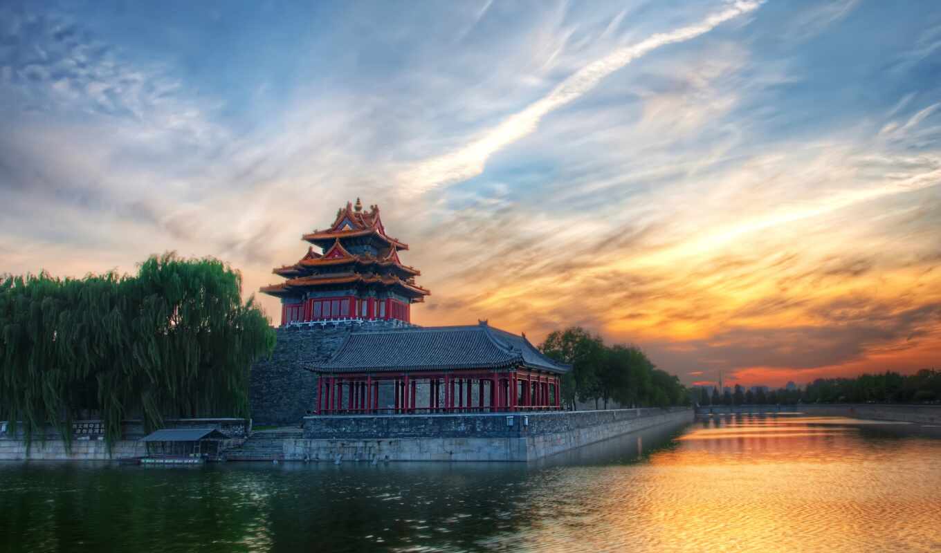 house, water, река, china