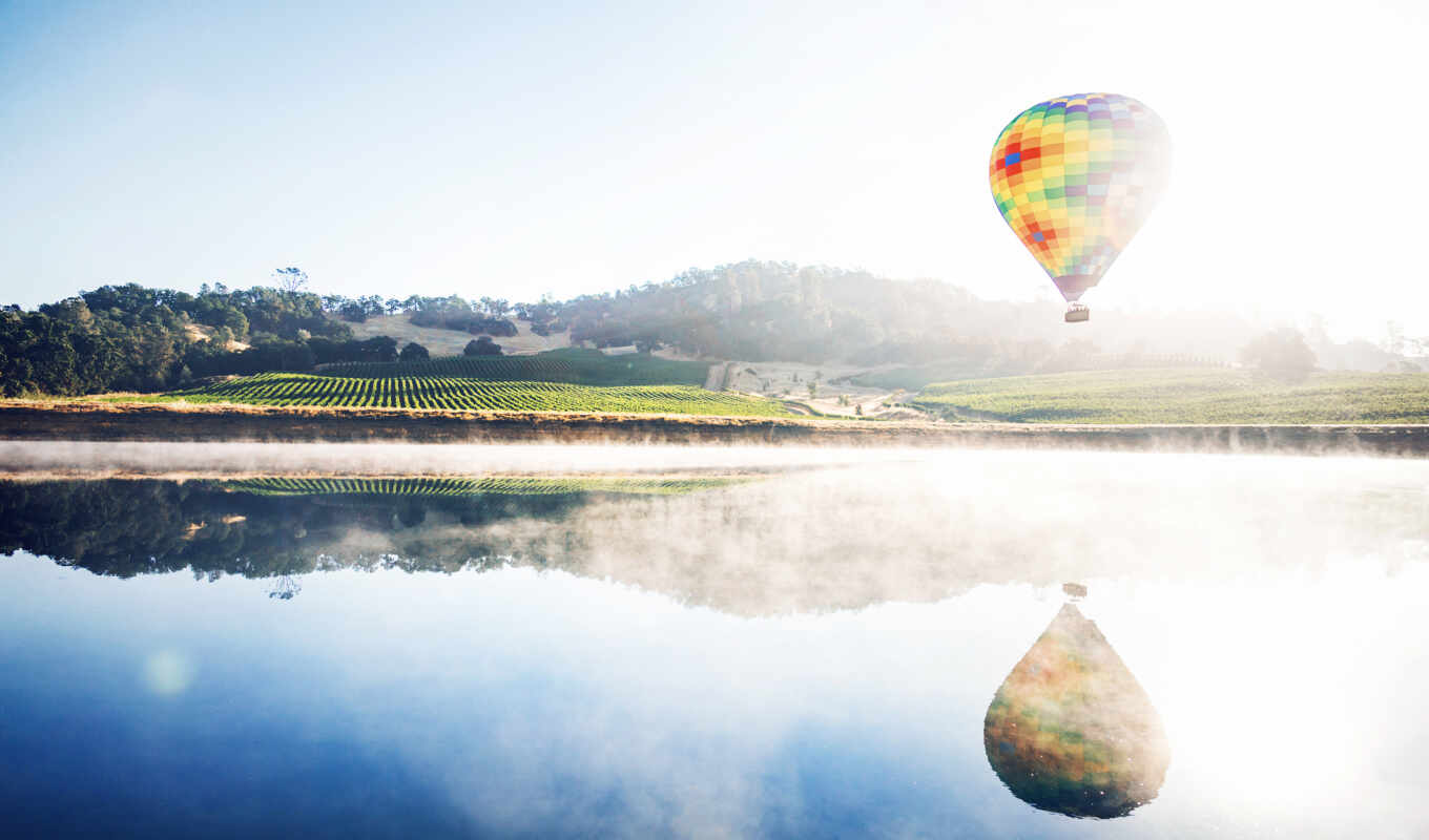 страница, air, landscape, hot, mountains, reflections, balloon