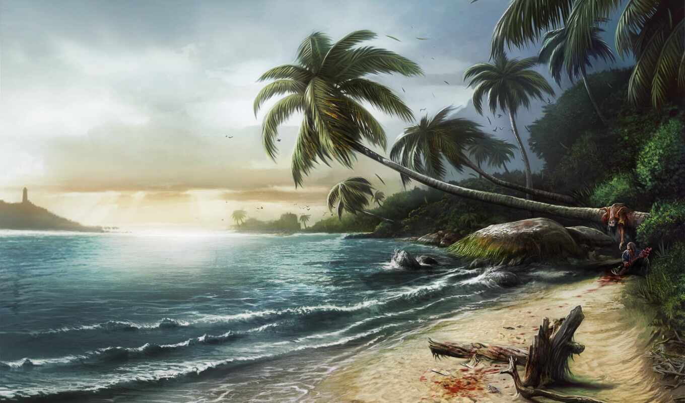best, games, dead, landscape, sea, palm trees, coast, island
