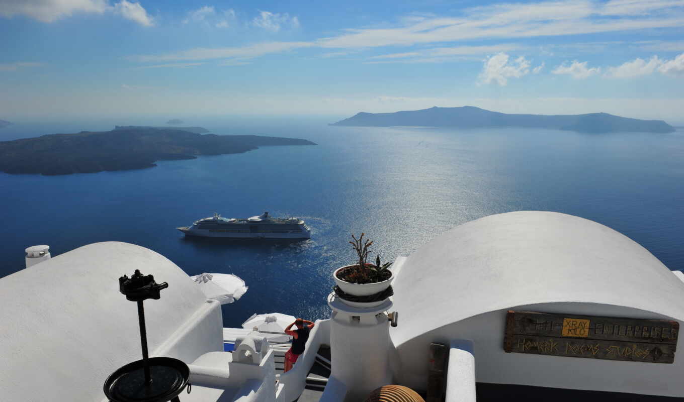 landscape, sea, greece, santorini, greek, oia