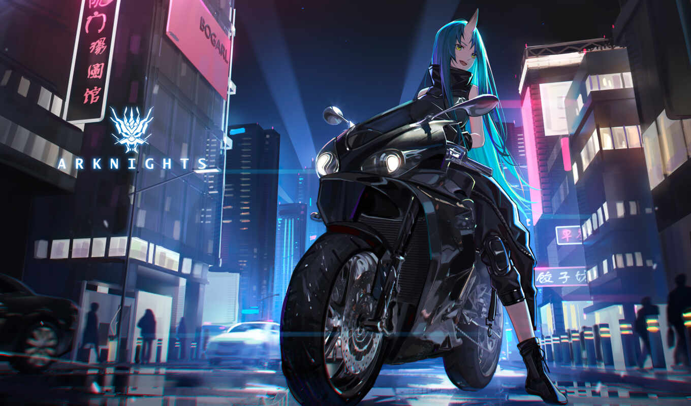 девушка, мотоцикл, anime