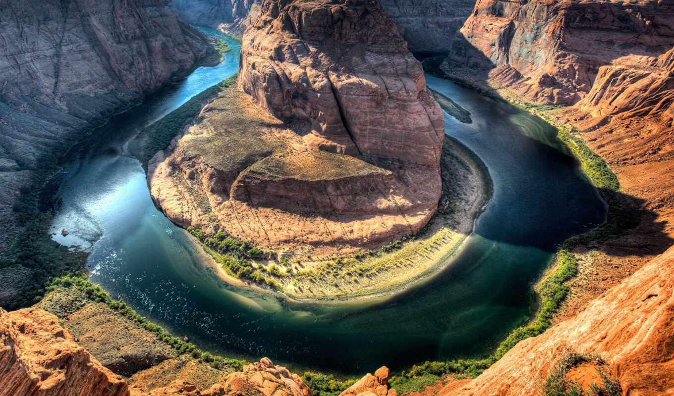 nature, background, rock, landscape, gallery, river, bending, canyon, arizona, horseshoe, rare