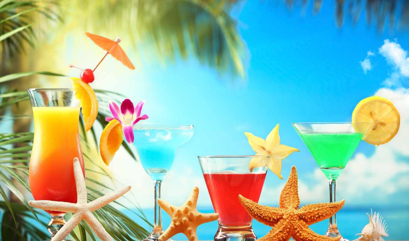 summer, glass, beach, fetus, lemon, orange, cocktail, drink, berry, meal