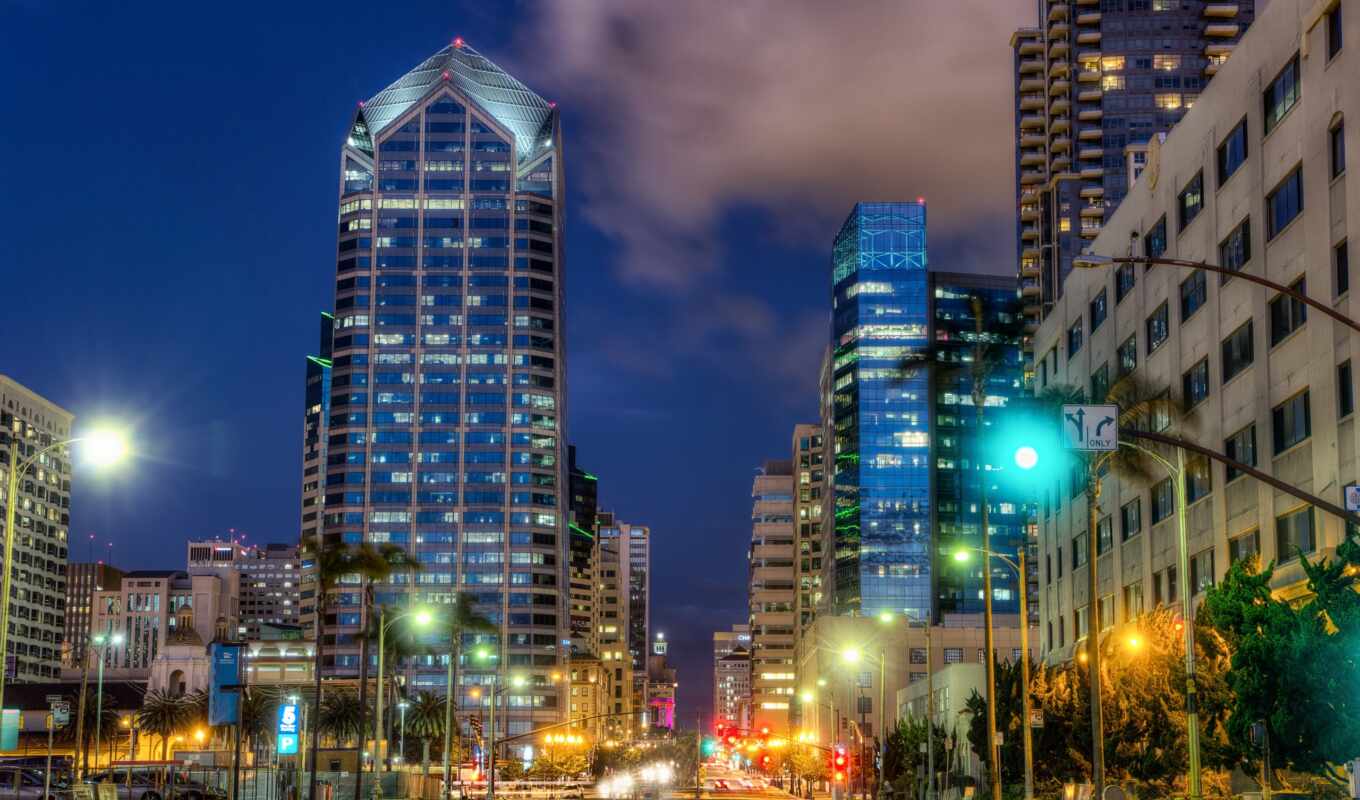 night, cities, Diego, San, USA, roads, hdr, california, disneyland, lanterns
