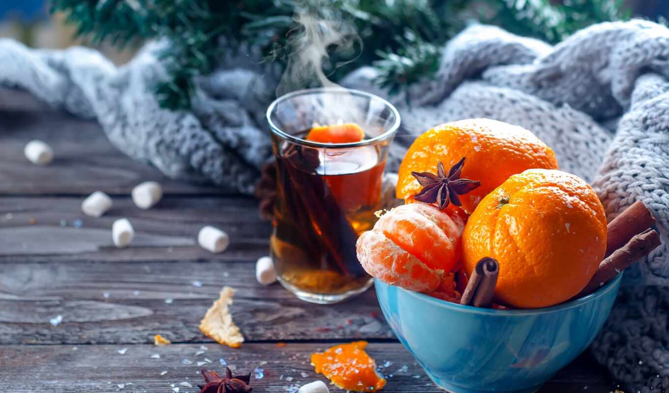 meal, new, year, christmas, tea, merry, cinnamon, Mandarins, mazurki, yuliia