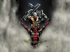 сквозь дэдпул с мечом и мечом