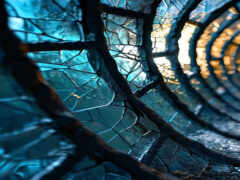 существует круговая картина дерева с синим фоном