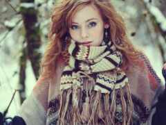 девушка, шарф, winter