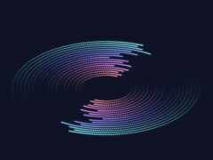 круглая форма, состоящая из цветных точек на черном фоне