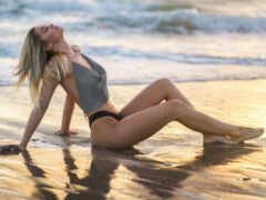пляж, женщина, модель