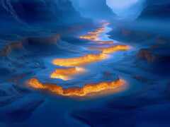 закрытие реки с огненной тропой посередине