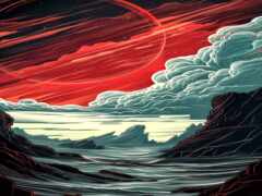 завершение картины красного неба с облаками