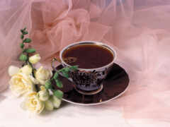 чай, кофе, цветы