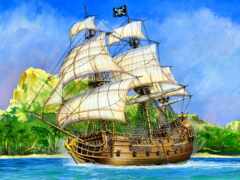 корабль, пиратский, лебедь