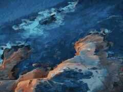 картина мужчины с доской для серфинга в океане