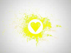 есть штифт в форме сердца на белом фоне с брызгами краски