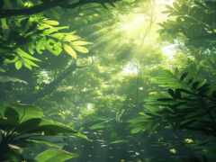 закрытие леса с большим количеством зеленых растений