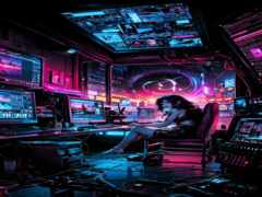 женщина, сидящая на стуле перед компьютерным столом