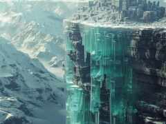 есть очень высокий водопад, который находится посреди горы