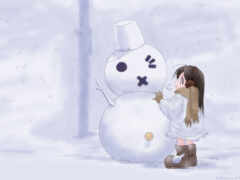 снеговик, девочка