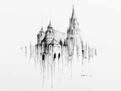 рисунок церкви с шпилем и шпилями