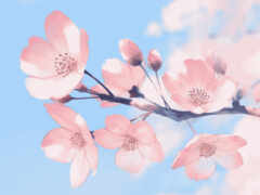 есть изображение розового цветка на ветке