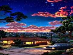 карикатурная картина дома с припаркованным перед ним автомобилем