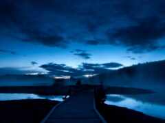 мост, ночь, озеро