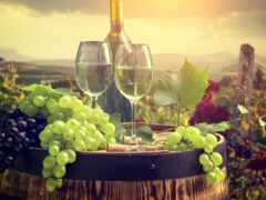 вино, стекло, виноград