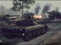 есть два танка, которые едут по дороге