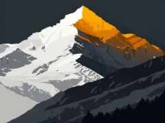 есть изображение горы с желтой вершиной