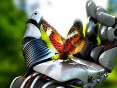 робот, бабочка