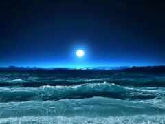 ночь, море, луна